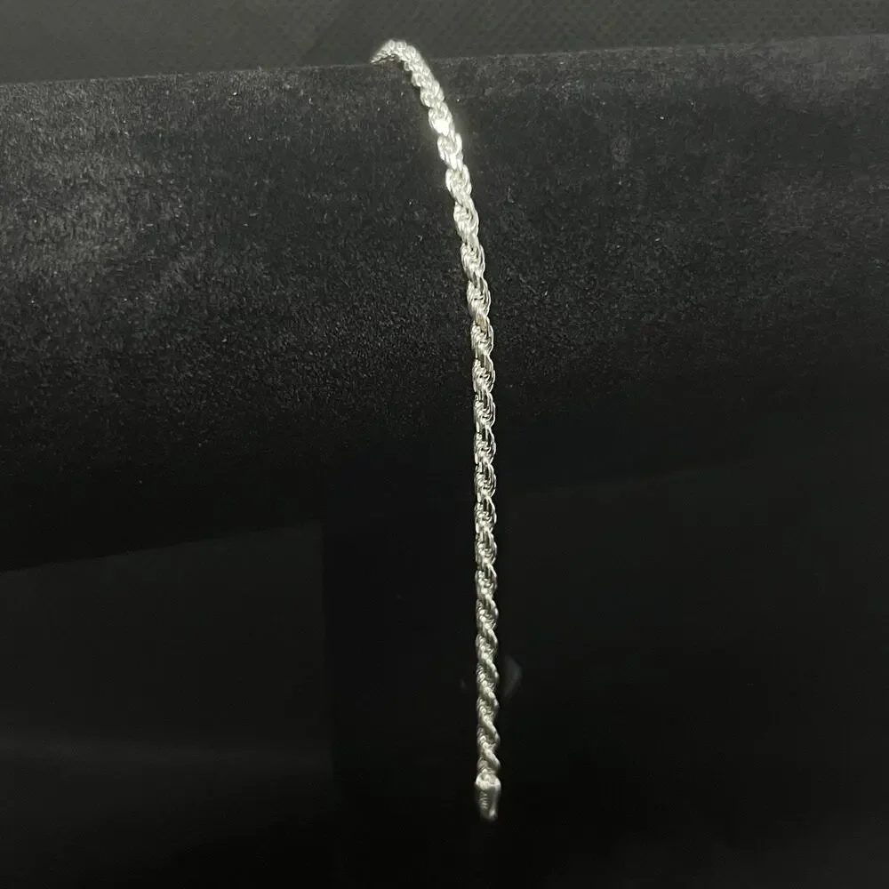 Esclava De Plata 925 Con Diseño Rope,925 Silver Bracelet With Rope Design - 7 In
